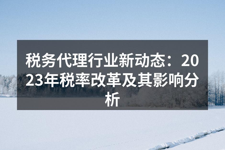 2023年税务改革政策公告